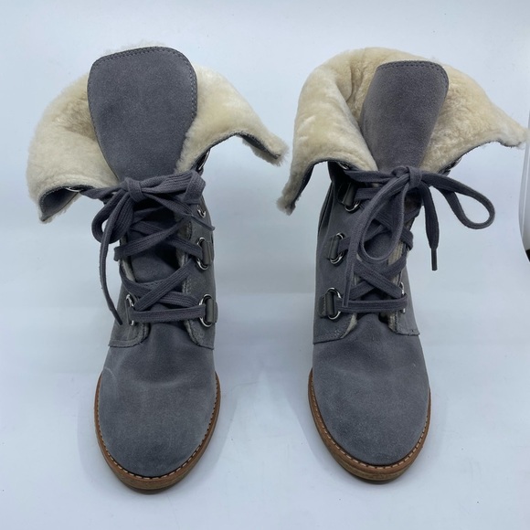 Cole Haan Waterproof Shearling Wedge Booties size 7B - Picture 16 of 16